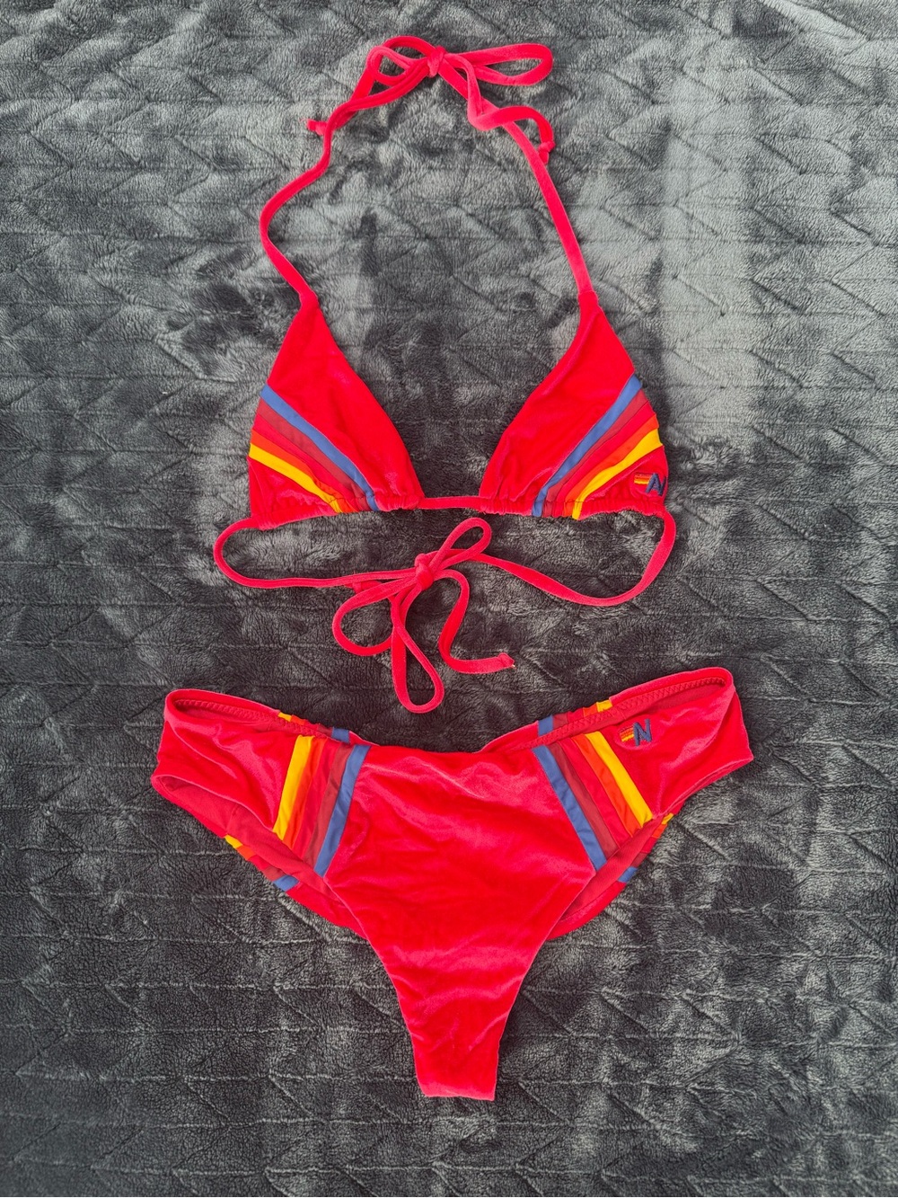 Aviator Nation Red Velvet Bikini S Top M Bottom Worn Once 🌈❤️